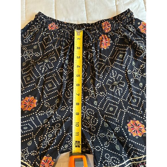 Boho Floral Print Wide Leg Bell Bottom Pants XL Festival Hippie Indie Gypsy Retr - Picture 4 of 12